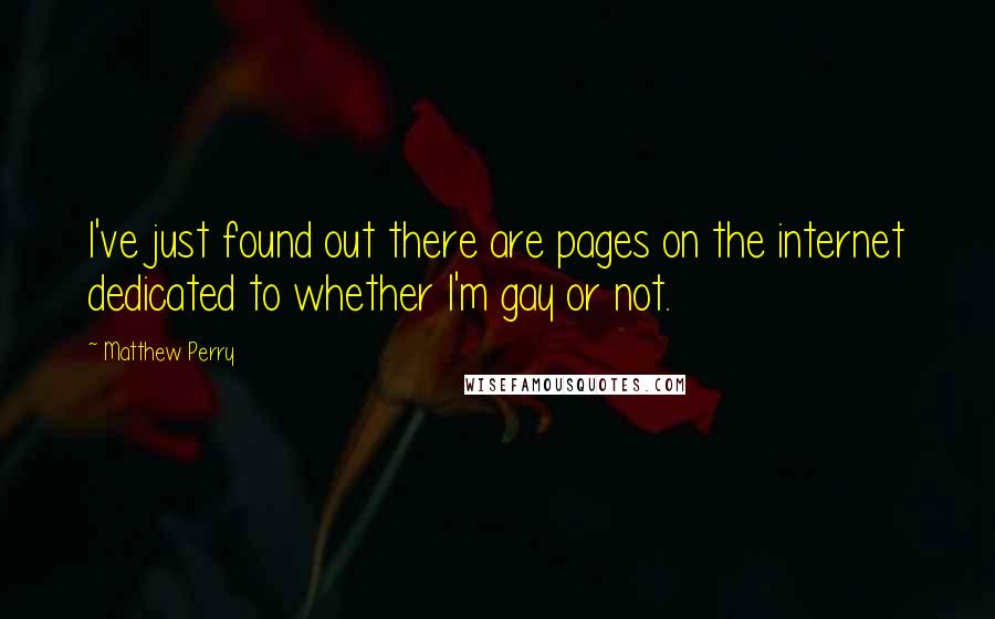 Matthew Perry Quotes: I've just found out there are pages on the internet dedicated to whether I'm gay or not.