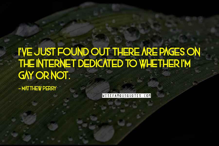 Matthew Perry Quotes: I've just found out there are pages on the internet dedicated to whether I'm gay or not.