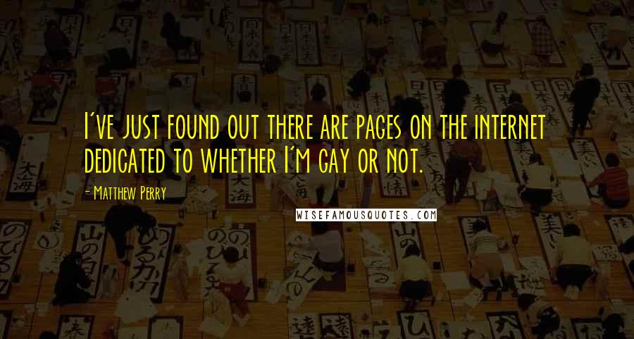 Matthew Perry Quotes: I've just found out there are pages on the internet dedicated to whether I'm gay or not.