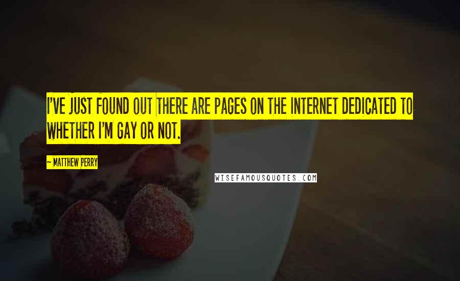 Matthew Perry Quotes: I've just found out there are pages on the internet dedicated to whether I'm gay or not.