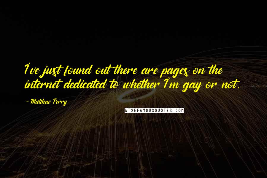 Matthew Perry Quotes: I've just found out there are pages on the internet dedicated to whether I'm gay or not.