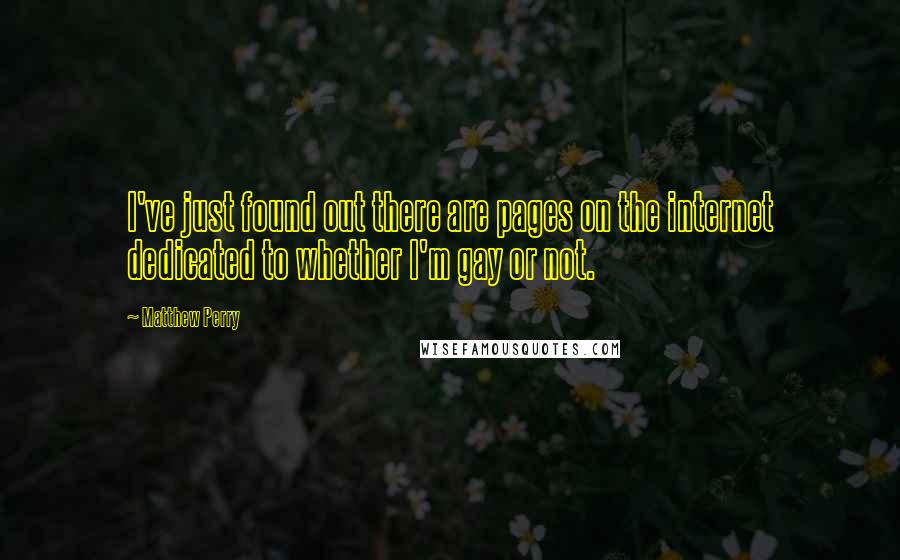 Matthew Perry Quotes: I've just found out there are pages on the internet dedicated to whether I'm gay or not.
