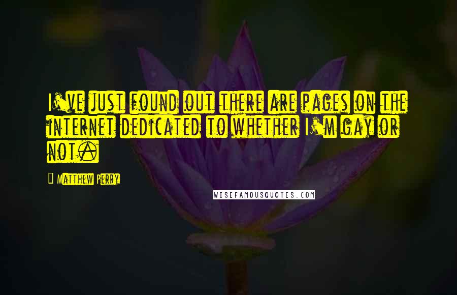 Matthew Perry Quotes: I've just found out there are pages on the internet dedicated to whether I'm gay or not.