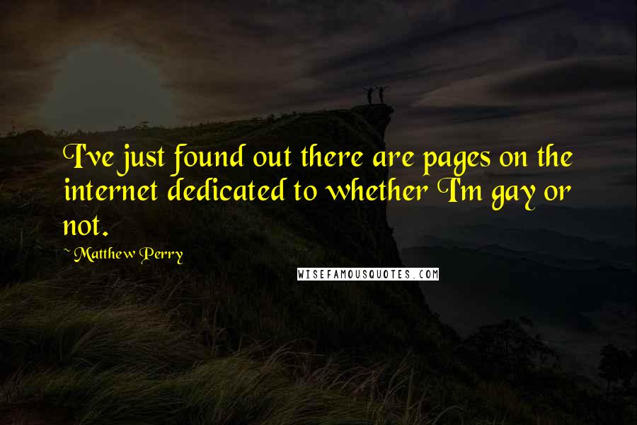 Matthew Perry Quotes: I've just found out there are pages on the internet dedicated to whether I'm gay or not.