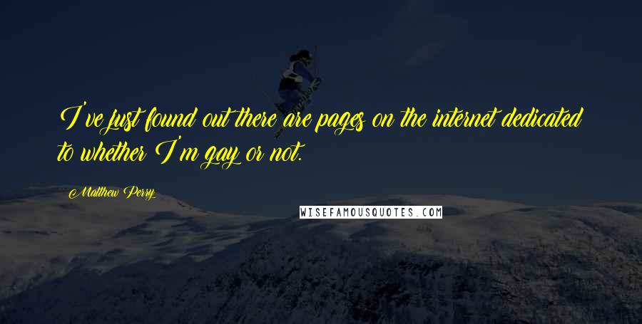 Matthew Perry Quotes: I've just found out there are pages on the internet dedicated to whether I'm gay or not.
