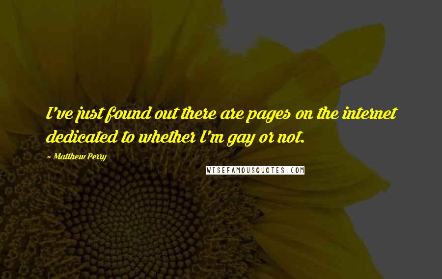 Matthew Perry Quotes: I've just found out there are pages on the internet dedicated to whether I'm gay or not.