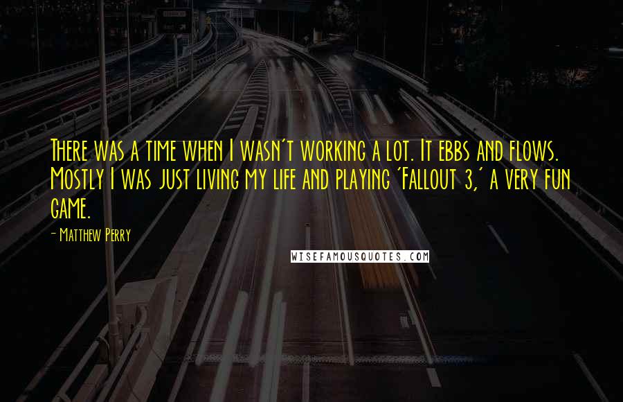 Matthew Perry Quotes: There was a time when I wasn't working a lot. It ebbs and flows. Mostly I was just living my life and playing 'Fallout 3,' a very fun game.