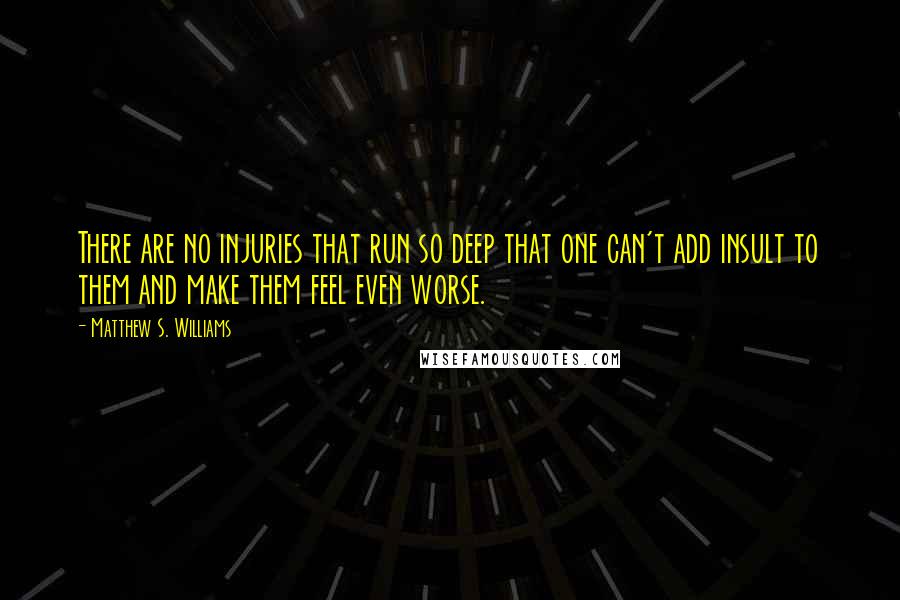 Matthew S. Williams Quotes: There are no injuries that run so deep that one can't add insult to them and make them feel even worse.