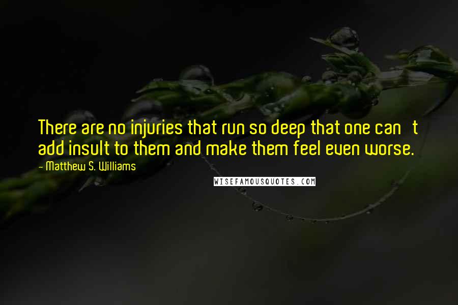 Matthew S. Williams Quotes: There are no injuries that run so deep that one can't add insult to them and make them feel even worse.