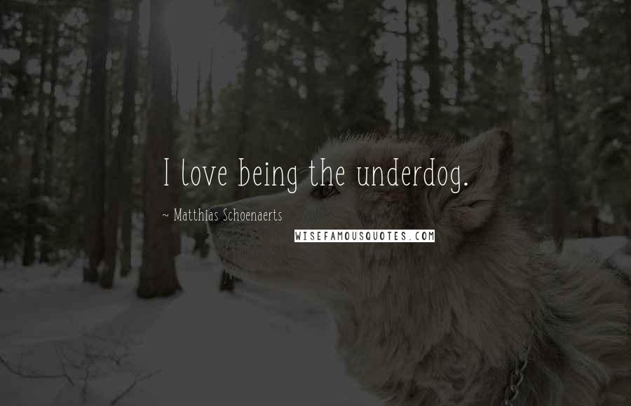 Matthias Schoenaerts Quotes: I love being the underdog.