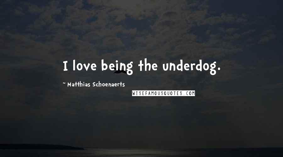 Matthias Schoenaerts Quotes: I love being the underdog.