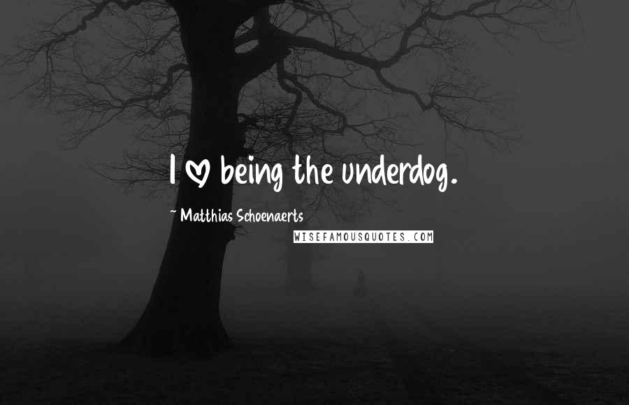 Matthias Schoenaerts Quotes: I love being the underdog.