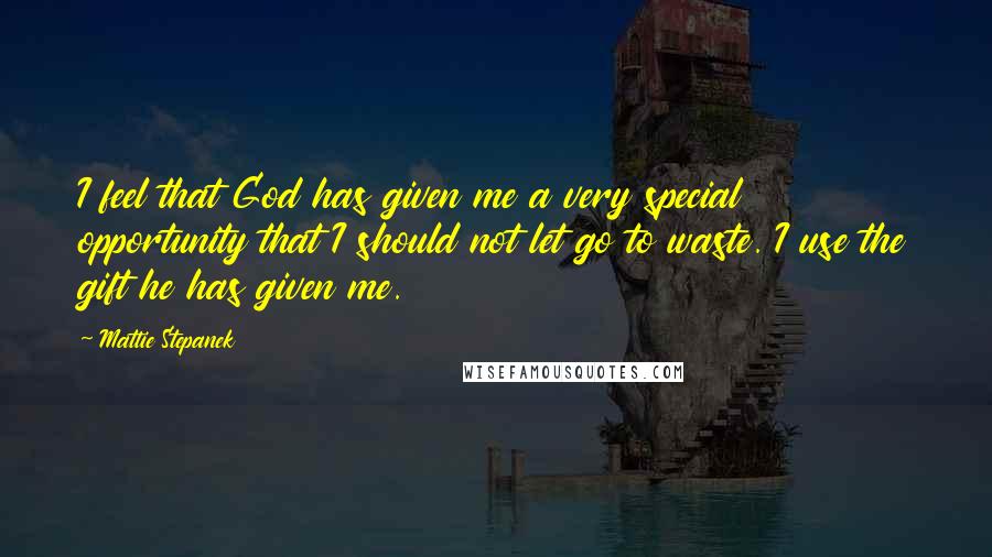 Mattie Stepanek Quotes: I feel that God has given me a very special opportunity that I should not let go to waste. I use the gift he has given me.