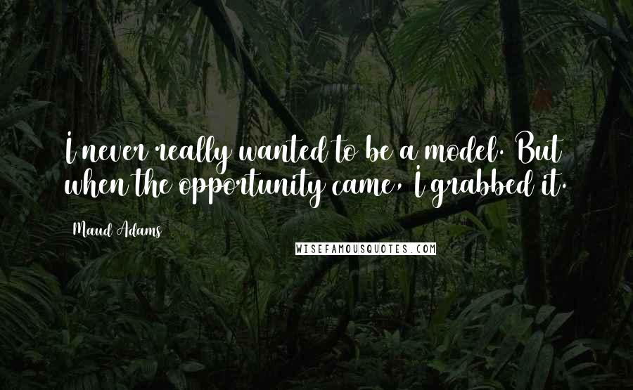 Maud Adams Quotes: I never really wanted to be a model. But when the opportunity came, I grabbed it.