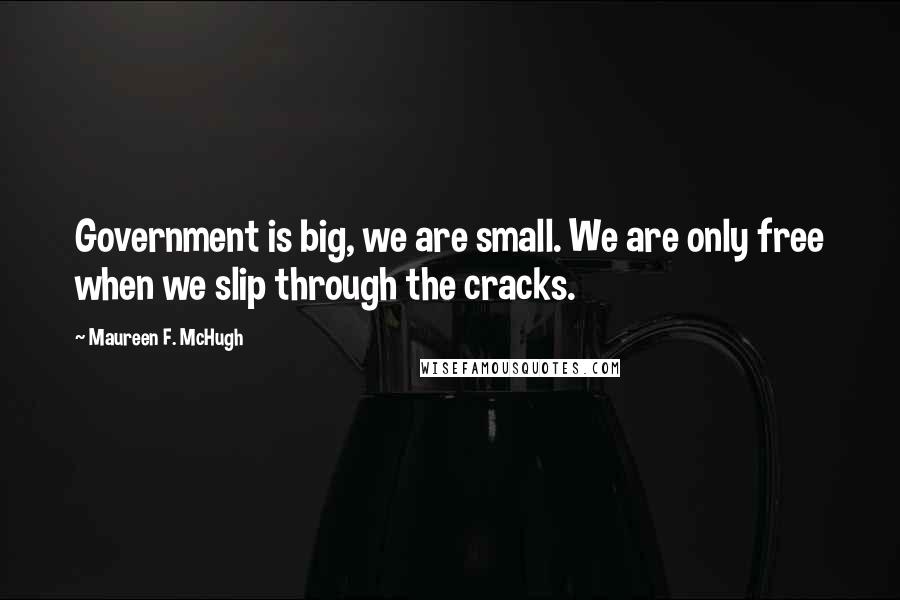 Maureen F. McHugh Quotes: Government is big, we are small. We are only free when we slip through the cracks.