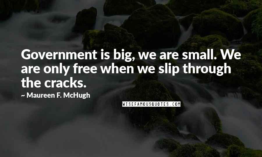 Maureen F. McHugh Quotes: Government is big, we are small. We are only free when we slip through the cracks.