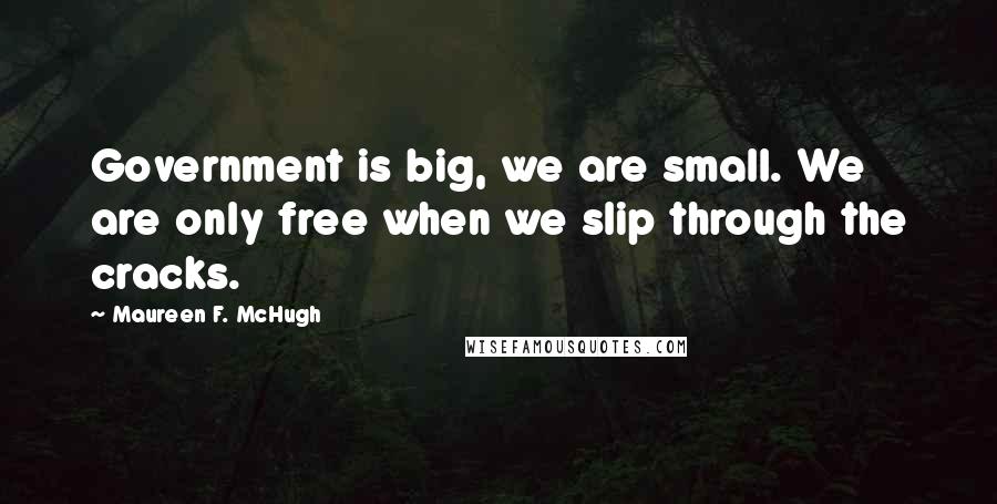 Maureen F. McHugh Quotes: Government is big, we are small. We are only free when we slip through the cracks.