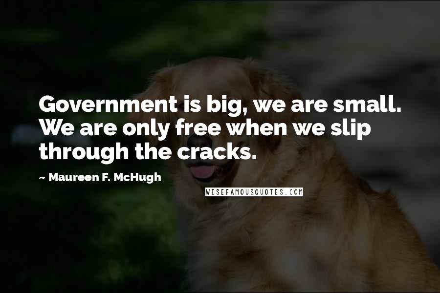 Maureen F. McHugh Quotes: Government is big, we are small. We are only free when we slip through the cracks.