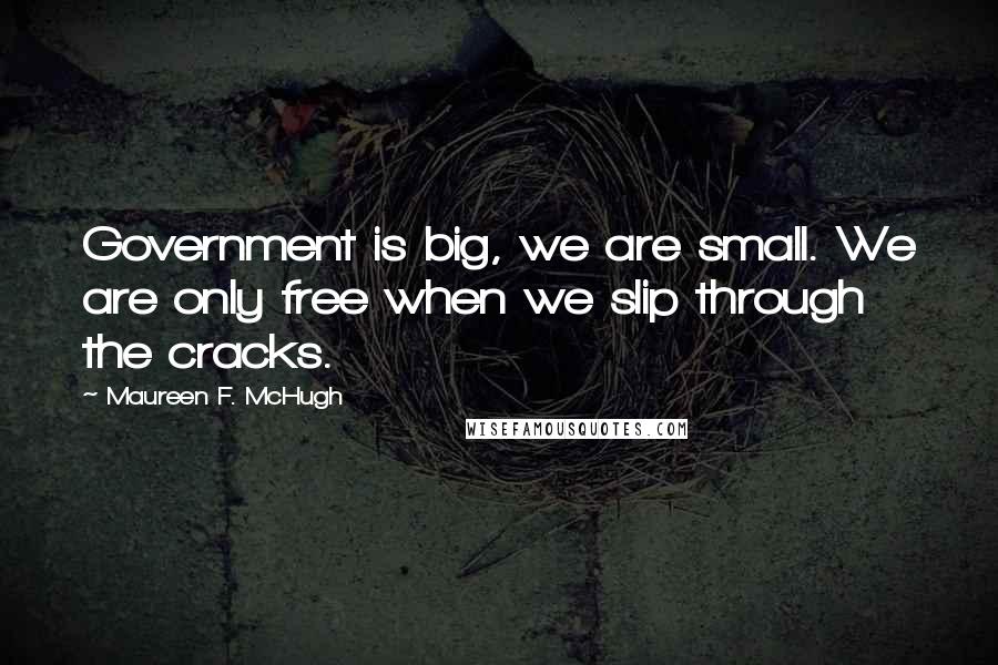 Maureen F. McHugh Quotes: Government is big, we are small. We are only free when we slip through the cracks.