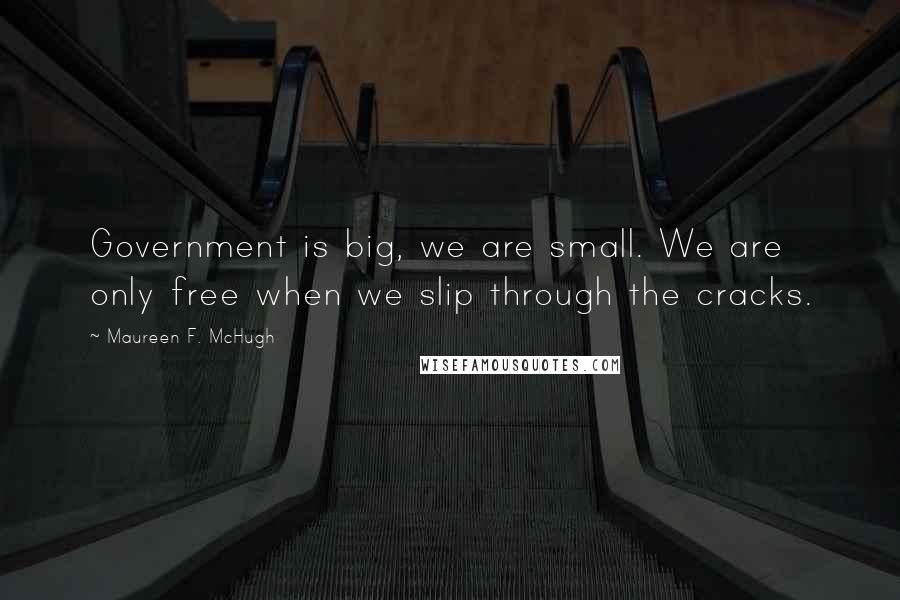 Maureen F. McHugh Quotes: Government is big, we are small. We are only free when we slip through the cracks.
