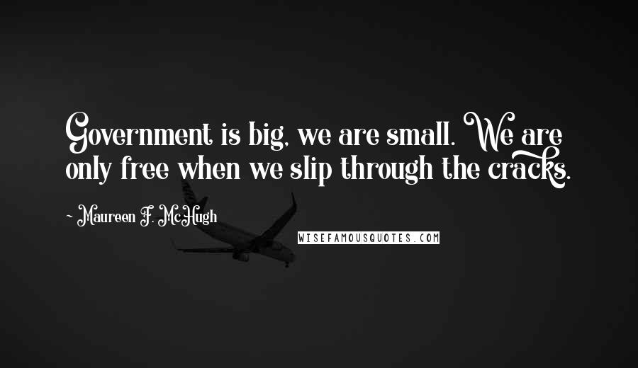 Maureen F. McHugh Quotes: Government is big, we are small. We are only free when we slip through the cracks.