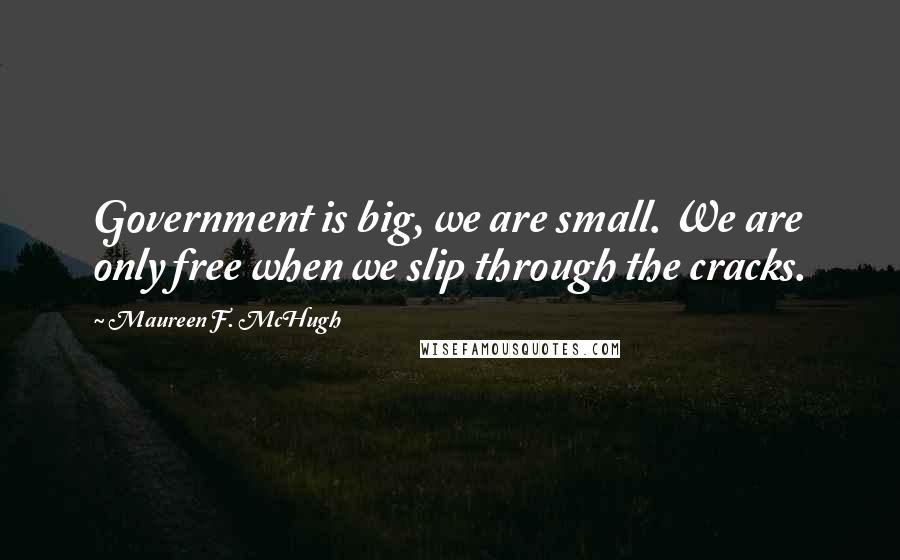 Maureen F. McHugh Quotes: Government is big, we are small. We are only free when we slip through the cracks.