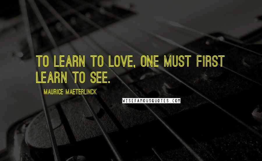 Maurice Maeterlinck Quotes: To learn to love, one must first learn to see.