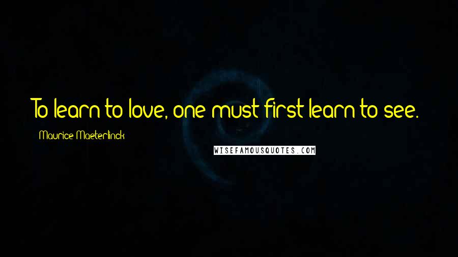 Maurice Maeterlinck Quotes: To learn to love, one must first learn to see.