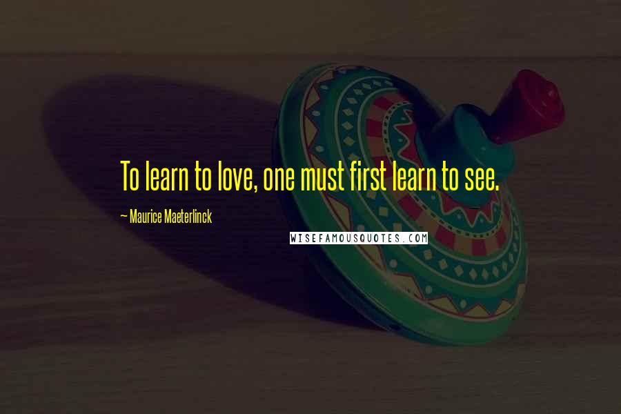 Maurice Maeterlinck Quotes: To learn to love, one must first learn to see.