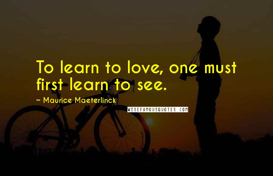 Maurice Maeterlinck Quotes: To learn to love, one must first learn to see.