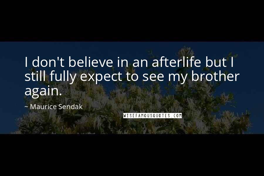 Maurice Sendak Quotes: I don't believe in an afterlife but I still fully expect to see my brother again.