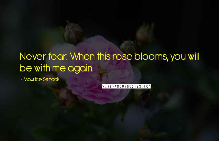 Maurice Sendak Quotes: Never fear. When this rose blooms, you will be with me again.