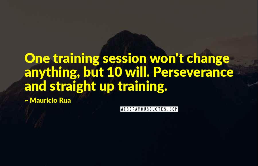 Mauricio Rua Quotes: One training session won't change anything, but 10 will. Perseverance and straight up training.