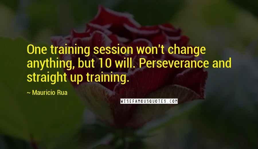 Mauricio Rua Quotes: One training session won't change anything, but 10 will. Perseverance and straight up training.