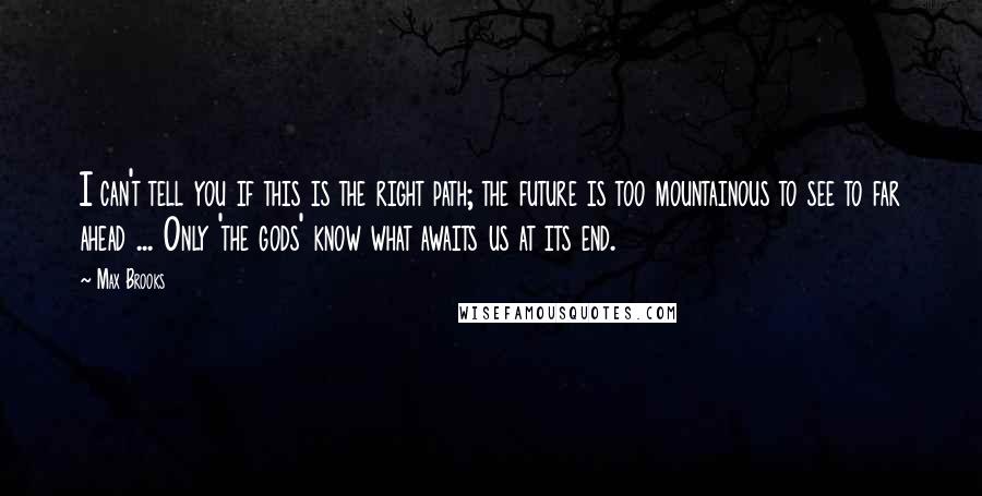 Max Brooks Quotes: I can't tell you if this is the right path; the future is too mountainous to see to far ahead ... Only 'the gods' know what awaits us at its end.