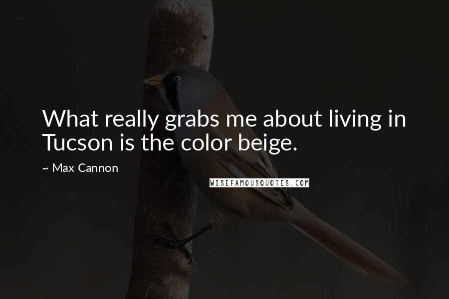 Max Cannon Quotes: What really grabs me about living in Tucson is the color beige.