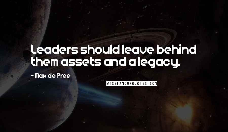 Max De Pree Quotes: Leaders should leave behind them assets and a legacy.