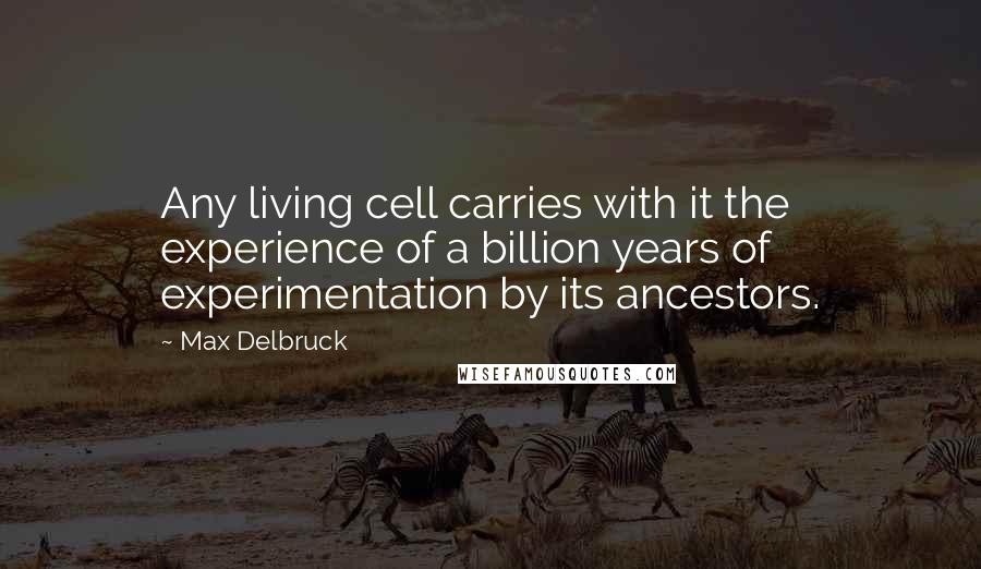 Max Delbruck Quotes: Any living cell carries with it the experience of a billion years of experimentation by its ancestors.