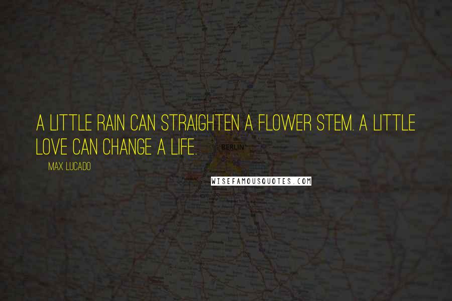 Max Lucado Quotes: A little rain can straighten a flower stem. A little love can change a life.