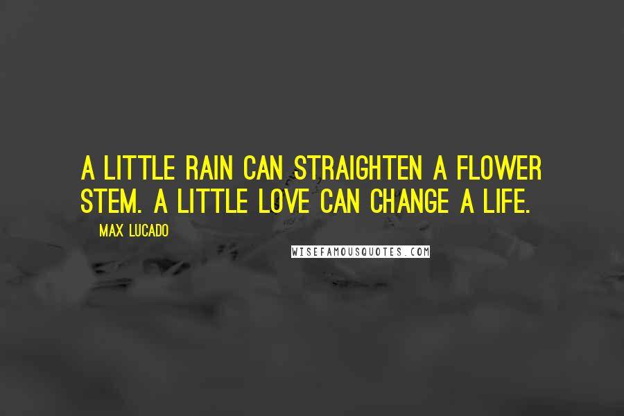 Max Lucado Quotes: A little rain can straighten a flower stem. A little love can change a life.