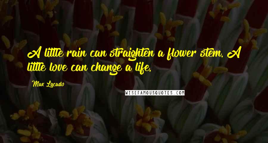 Max Lucado Quotes: A little rain can straighten a flower stem. A little love can change a life.