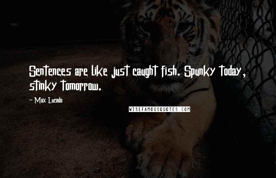 Max Lucado Quotes: Sentences are like just caught fish. Spunky today, stinky tomorrow.