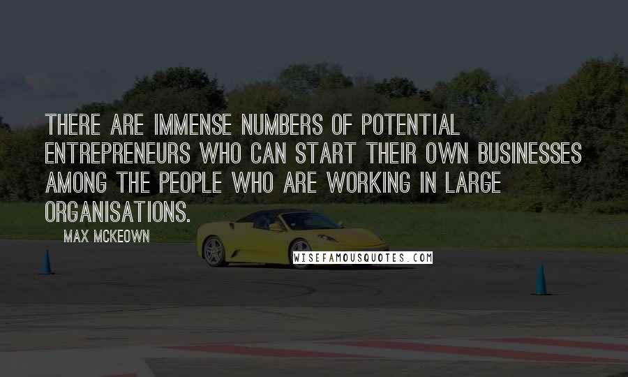 Max McKeown Quotes: There are immense numbers of potential entrepreneurs who can start their own businesses among the people who are working in large organisations.