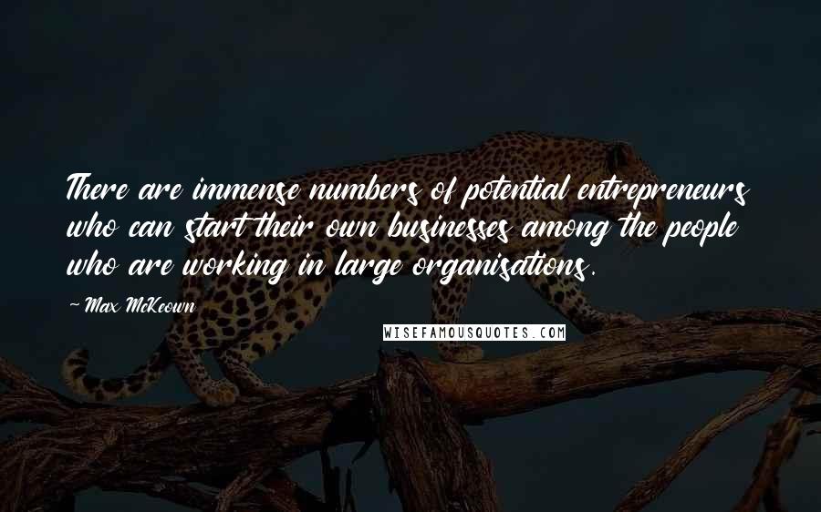 Max McKeown Quotes: There are immense numbers of potential entrepreneurs who can start their own businesses among the people who are working in large organisations.