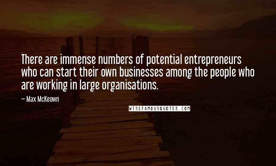 Max McKeown Quotes: There are immense numbers of potential entrepreneurs who can start their own businesses among the people who are working in large organisations.