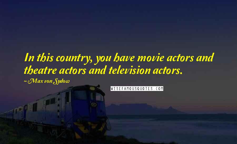 Max Von Sydow Quotes: In this country, you have movie actors and theatre actors and television actors.