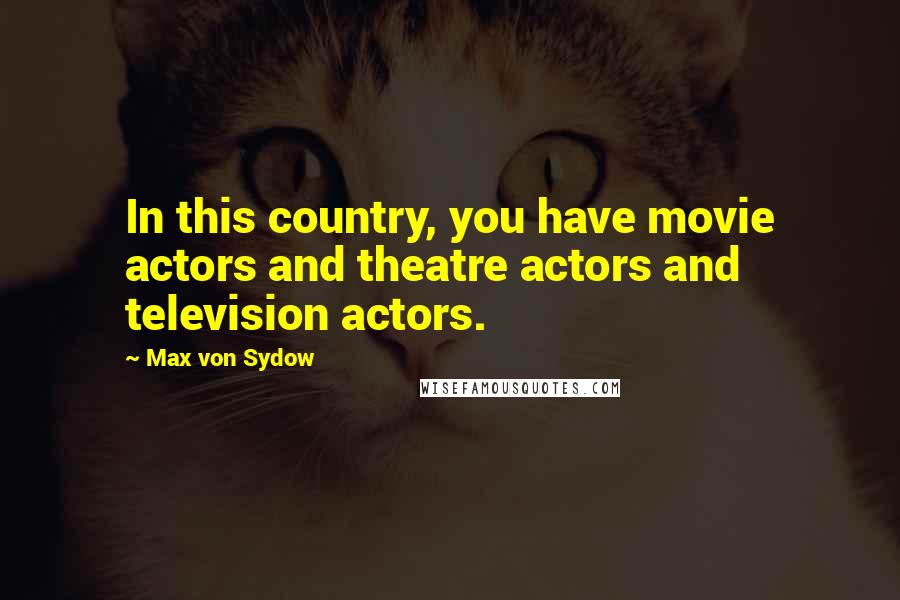 Max Von Sydow Quotes: In this country, you have movie actors and theatre actors and television actors.