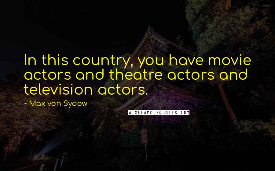 Max Von Sydow Quotes: In this country, you have movie actors and theatre actors and television actors.