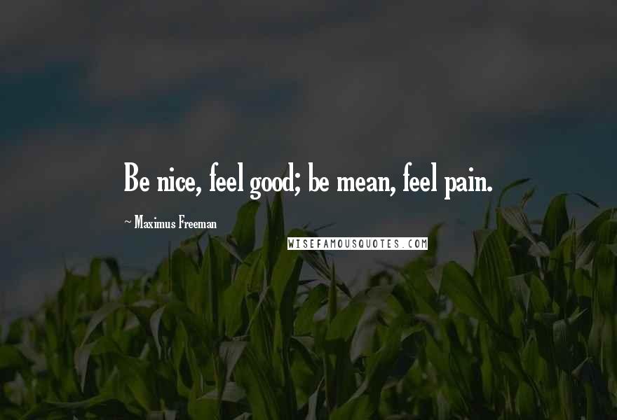 Maximus Freeman Quotes: Be nice, feel good; be mean, feel pain.