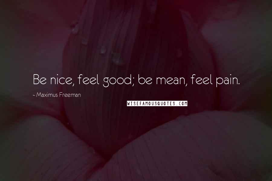 Maximus Freeman Quotes: Be nice, feel good; be mean, feel pain.